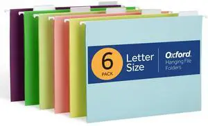 Hanging File Folders, 6 Pack, Letter Size (8.5" x 11"), 6 Assorted Colors, 5 Tab Positions, Includes Tabs and Inserts, Hanging Files for Office and Document Organization Hanging File Folders, 6 Pack, Letter Size (8.5" x 11"), 6 Assorted Colors, 5 Tab Positions, Includes Tabs and Inserts, Hanging Files for Office and Document Organization