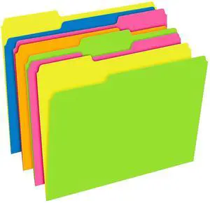 File Folders, 12-Pack, Letter Size, Twisted Glow Neon Assorted Reversible Colors, 1/3-Cut Staggered Tabs, Versatile Document Organizers for School Classrooms and Professional Office Desks File Folders, 12-Pack, Letter Size, Twisted Glow Neon Assorted Reversible Colors, 1/3-Cut Staggered Tabs, Versatile Document Organizers for School Classrooms and Professional Office Desks