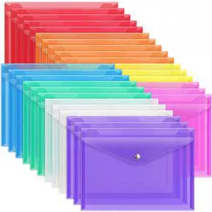 28pcs Plastic Envelopes, Plastic Folders for Documents, Poly Folders with Snap Closure, 8 Colors, A4 Size, Letter Size, for School and Office Supplies 28pcs Plastic Envelopes, Plastic Folders for Documents, Poly Folders with Snap Closure, 8 Colors, A4 Size, Letter Size, for School and Office Supplies