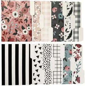 Cute Decorative File Folders,12 Pack 3-Tab Letter Size, Boho Manila Cute Decorative File Folders,12 Pack 3-Tab Letter Size, Boho Manila