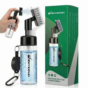 Golf Club Cleaner with Water Brush Push-Activated Groove Tool, Transparent Reservoir, Portable with Retractable Clip for Golf Bag Golf Club Cleaner with Water Brush Push-Activated Groove Tool, Transparent Reservoir, Portable with Retractable Clip for Golf Bag