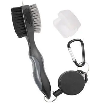 Golf Club Brushes, Golf Cleaning Tool, with Retractable Cleaning Nails, Nylon and Wire Bristles Oversize Double Brush Head with 2ft Retractable Zip-line Metal Buckle (Grey) Golf Club Brushes, Golf Cleaning Tool, with Retractable Cleaning Nails, Nylon and Wire Bristles Oversize Double Brush Head with 2ft Retractable Zip-line Metal Buckle (Grey)