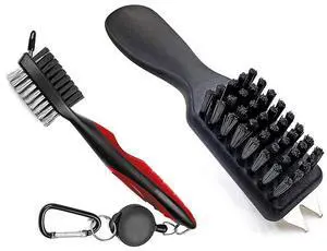Durable Golf Club Groove Cleaner Brush and Golf Shoes Cleaner Handle Dirt Mud Remover Tools Retractable Zip-line Aluminum Carabiner (Shoe Brush and Club Brush) Durable Golf Club Groove Cleaner Brush and Golf Shoes Cleaner Handle Dirt Mud Remover Tools Retractable Zip-line Aluminum Carabiner (Shoe Brush and Club Brush)