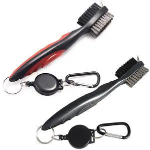 2 Pack Golf Club Brush and Club Groove Cleaning Brush Nylon Steel Wire Double-Sided Golf Cleaning Brush, This is a Must-Have Golf Accessory for Golf Enthusiasts (Red + Black) 2 Pack Golf Club Brush and Club Groove Cleaning Brush Nylon Steel Wire Double-Sided Golf Cleaning Brush, This is a Must-Have Golf Accessory for Golf Enthusiasts (Red + Black)