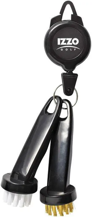 Golf Dual Golf Club Brushes - Includes a Brush for Golf Clubs & Brush to Clean Golf Club Grooves, with Golf Bag Zinger Black Golf Dual Golf Club Brushes - Includes a Brush for Golf Clubs & Brush to Clean Golf Club Grooves, with Golf Bag Zinger Black