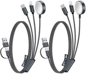 2Pack Travel Essentials for Apple Watch Charger,3-in-2 Multi Charging Cable 2Pack Travel Essentials for Apple Watch Charger,3-in-2 Multi Charging Cable