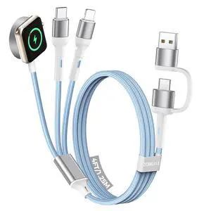 Blue Travel Essentials for Apple Watch Charger,Multi Charging Cable for iPhone 17,iWatch Charger USB C Cord,Car Cruise RV Camping Essentials 2026 for iWatch Ultra/11&iPhone 16/15, Xbox One Cables Blue Travel Essentials for Apple Watch Charger,Multi Charging Cable for iPhone 17,iWatch Charger USB C Cord,Car Cruise RV Camping Essentials 2026 for iWatch Ultra/11&iPhone 16/15, Xbox One Cables