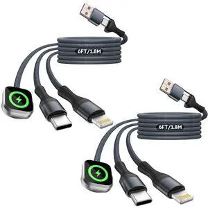 Travel Essentials 3in2 Multi Charging Cable for iPhone Watch Charger,2PK6FT Travel Essentials 3in2 Multi Charging Cable for iPhone Watch Charger,2PK6FT
