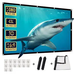130 inch Projector Screen, Projection Screen Foldable Washable Anti-Crease Portable Projector 4K Indoor Outdoor 16:9 HD Rear Front Movies Screen for Home Theater Office Classroom 130 inch Projector Screen, Projection Screen Foldable Washable Anti-Crease Portable Projector 4K Indoor Outdoor 16:9 HD Rear Front Movies Screen for Home Theater Office Classroom
