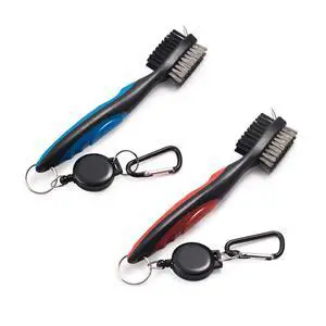 Pack of 2 Golf Club Brush Groove Cleaner with Retractable Zip-line and Aluminum Carabiner Cleaning Tools Pack of 2 Golf Club Brush Groove Cleaner with Retractable Zip-line and Aluminum Carabiner Cleaning Tools
