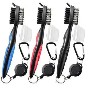 3 Pack Golf Club Brush and Club Groove Cleaner with Retractable Zip-line and Aluminum Carabiner Cleaning Tools , Golf Accessories, Golf Gifts for Men , Golf Ball Cleaner, Easily Attaches to Golf Bag 3 Pack Golf Club Brush and Club Groove Cleaner with Retractable Zip-line and Aluminum Carabiner Cleaning Tools , Golf Accessories, Golf Gifts for Men , Golf Ball Cleaner, Easily Attaches to Golf Bag