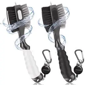 Retractable Golf Club Cleaner Brush 2 Pack with Carabiner SpikeComfortable Grip Groove Cleaner Ideal Golf Gifts for Men Black White Retractable Golf Club Cleaner Brush 2 Pack with Carabiner SpikeComfortable Grip Groove Cleaner Ideal Golf Gifts for Men Black White