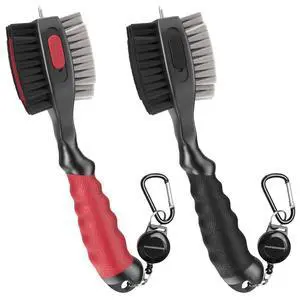 2 Pack Golf Club Brushes and Groove Cleaner with Magnetic Keychain Oversized Golf Brush Head and Retractable Spike Super Non-Slip Handle Comfortable Grip Golf Club Cleaner (2pcs Black Red) 2 Pack Golf Club Brushes and Groove Cleaner with Magnetic Keychain Oversized Golf Brush Head and Retractable Spike Super Non-Slip Handle Comfortable Grip Golf Club Cleaner (2pcs Black Red)