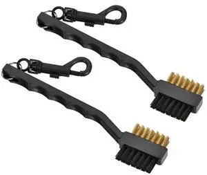 2 Pack Golf Club Brush - Golf Club Groove Cleaner Dual Sided Copper Bristle Cleaning Tools with Clip, Retractable, Apply to Outdoor (Black) 2 Pack Golf Club Brush - Golf Club Groove Cleaner Dual Sided Copper Bristle Cleaning Tools with Clip, Retractable, Apply to Outdoor (Black)