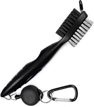 Golf Club Brush & Groove Cleaner, Dual Sided Golf Cleaning Brush with 2FT Retractable Zip-Line Aluminum Carabiner for Golf Irons, Woods, Shoes & Grooves Golf Club Brush & Groove Cleaner, Dual Sided Golf Cleaning Brush with 2FT Retractable Zip-Line Aluminum Carabiner for Golf Irons, Woods, Shoes & Grooves
