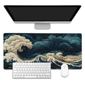 Japanese Ocean Waves Large Gaming Mouse Pad,Waterproof Desk Mat for Desktop,Non-Slip Rubber Base Mousepad with Stitched Edges for Laptop Office and Home 35.4X15.7 Inch Japanese Ocean Waves Large Gaming Mouse Pad,Waterproof Desk Mat for Desktop,Non-Slip Rubber Base Mousepad with Stitched Edges for Laptop Office and Home 35.4X15.7 Inch