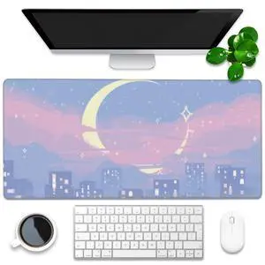 Desk Mat, Anime Moon City Night Scene Extended Gaming Mouse Pad Large, 35.4"x15.7" Big Mouse Pad with Non-Slip Base and Stitched Edge, Long Computer Keyboard Mouse Mat for Home Office Work Desk Mat, Anime Moon City Night Scene Extended Gaming Mouse Pad Large, 35.4"x15.7" Big Mouse Pad with Non-Slip Base and Stitched Edge, Long Computer Keyboard Mouse Mat for Home Office Work