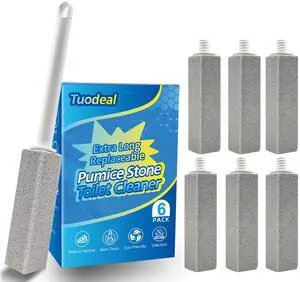 Pumice Stone Toilet Bowl Cleaner with Extra Long Handle - Effortlessly Removes Hard Water Stains, Limescale, Calcium, Rust from Toilets, Bathtubs, Grills, Pools & Sinks, 1 Wand+6 Pumice Stones Pumice Stone Toilet Bowl Cleaner with Extra Long Handle - Effortlessly Removes Hard Water Stains, Limescale, Calcium, Rust from Toilets, Bathtubs, Grills, Pools & Sinks, 1 Wand+6 Pumice Stones