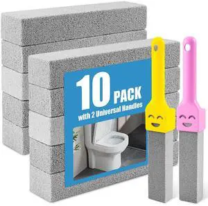 10 Pack Pumice Stone with 2 Handles, Toilet Bowl Cleaner Ring Remover, Pumice Stone for Toilet Cleaning, Bathtub, Grill, Pool, Sinks, Stove Grates - Reusable Scouring Stones Cleaner 10 Pack Pumice Stone with 2 Handles, Toilet Bowl Cleaner Ring Remover, Pumice Stone for Toilet Cleaning, Bathtub, Grill, Pool, Sinks, Stove Grates - Reusable Scouring Stones Cleaner
