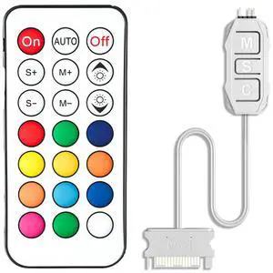 White ARGB Controller Kit, 21 Key Remote Control Mini RGB PC Fan Controller Hub, Multiple Lighting Modes for Computer RGB Case Fans, CPU Coolers, ARGB Splitter, PC LED Strip (SATA Power) White ARGB Controller Kit, 21 Key Remote Control Mini RGB PC Fan Controller Hub, Multiple Lighting Modes for Computer RGB Case Fans, CPU Coolers, ARGB Splitter, PC LED Strip (SATA Power)