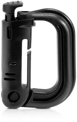 6 Pack 2.12 Tactical Locking D Ring Plastic Carabiner Backapck Molle Hook Clip for Webbing Straps Bag (Black) 6 Pack 2.12 Tactical Locking D Ring Plastic Carabiner Backapck Molle Hook Clip for Webbing Straps Bag (Black)