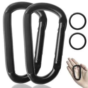 Carabiner Clip, 3" Heavy Duty Small Carabiner 880 lbs, Black, D Shaped Carabiner Clip, 3" Heavy Duty Small Carabiner 880 lbs, Black, D Shaped