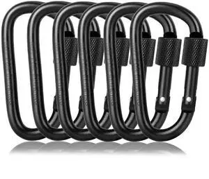 6PCS 3 Inch D-Shape Screw Locking Carabiner Clips for Outdoor Gear 6PCS 3 Inch D-Shape Screw Locking Carabiner Clips for Outdoor Gear