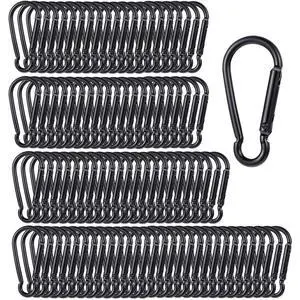 100PCS Small Carabiner Clip Spring Snap Hook Carabiners, 2.36" M6 Aluminum Alloy Keychain Carabiner, Black Small Carabiner Clip for Swing, Hammock, Hiking, Fishing, Camping 100PCS Small Carabiner Clip Spring Snap Hook Carabiners, 2.36" M6 Aluminum Alloy Keychain Carabiner, Black Small Carabiner Clip for Swing, Hammock, Hiking, Fishing, Camping