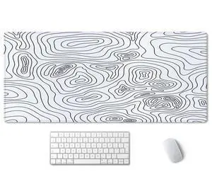 White Topographic Desk Mat - Extended Gaming Mouse Pad (35.5x15.7 in), Large Non-Slip Rubber Base with Stitched Edges White Topographic Desk Mat - Extended Gaming Mouse Pad (35.5x15.7 in), Large Non-Slip Rubber Base with Stitched Edges