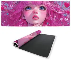 Anime Girl Gaming Mouse Pad 35.4 x 15.7 Inches Kawaii Pink Hair Heart Eyes Love Desk Mat Mouse Mat XXL Laptop Keyboard Pad, Laptop Keyboard Mousepad Aesthetic Accessories for Women Anime Girl Gaming Mouse Pad 35.4 x 15.7 Inches Kawaii Pink Hair Heart Eyes Love Desk Mat Mouse Mat XXL Laptop Keyboard Pad, Laptop Keyboard Mousepad Aesthetic Accessories for Women