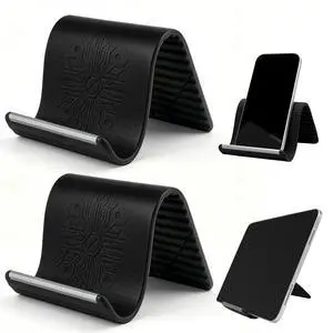 2 Pack Adjustable Foldable Silicone Phone Stand, Universal Bendable Cell Phone Tablet Holder, Portable Anti-Slip Desk Bed Phone Mount for Travel Home Office(Black) 2 Pack Adjustable Foldable Silicone Phone Stand, Universal Bendable Cell Phone Tablet Holder, Portable Anti-Slip Desk Bed Phone Mount for Travel Home Office(Black)