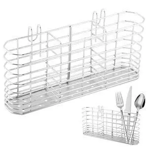 Utensil Drying Rack, 304 Stainless Steel Utensil Organizer Holder No Drilling Kitchen Drainage Basket with 3 Divided Compartments, 7.87x3.54x1.57inch(COLOR:Silver) Utensil Drying Rack, 304 Stainless Steel Utensil Organizer Holder No Drilling Kitchen Drainage Basket with 3 Divided Compartments, 7.87x3.54x1.57inch(COLOR:Silver)