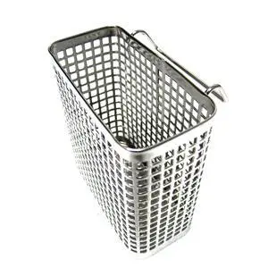 Small Square Stainless Steel Perforated Cutlery Basket Sink Rack Storage Silver by Stopia Small Square Stainless Steel Perforated Cutlery Basket Sink Rack Storage Silver by Stopia