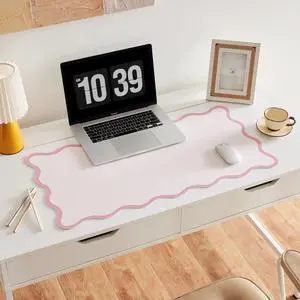 Scalloped Desk Mat, 31.5" x 15.7", PU Leather, Waterproof Anti-Slip, Cute Aesthetic Desk Pad for Office/Home/Game/Vanity (Pink, 31.5 X 15.7) Scalloped Desk Mat, 31.5" x 15.7", PU Leather, Waterproof Anti-Slip, Cute Aesthetic Desk Pad for Office/Home/Game/Vanity (Pink, 31.5 X 15.7)