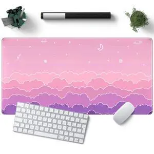 Mouse Pad Desk Gaming Accessories Cute Clouds XXL Mouse Pad Pink Anime Office Decor Desk Mousepad Large, 31.5x15.7in Extended Keyboard Mousepad for Desk Girl with Stitched Edges Non-Slip Mouse Pad Desk Gaming Accessories Cute Clouds XXL Mouse Pad Pink Anime Office Decor Desk Mousepad Large, 31.5x15.7in Extended Keyboard Mousepad for Desk Girl with Stitched Edges Non-Slip