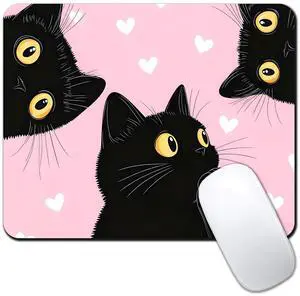 Computer Mouse Pads for Desk, Cute Pink Cat Mouse Pad Small Square Computer Mousepad, 9.5" x 7.9" Portable Non-Slip Rubber Base Design for PC & Wireless Laptop Home Office Computer Mouse Pads for Desk, Cute Pink Cat Mouse Pad Small Square Computer Mousepad, 9.5" x 7.9" Portable Non-Slip Rubber Base Design for PC & Wireless Laptop Home Office