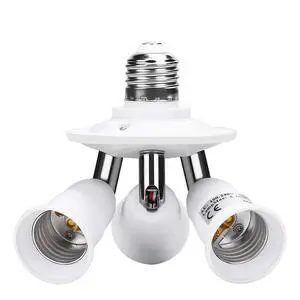 E26 E27 Adjustable Socket Splitter,3 in 1 Socket White Bulb Base Adapter Lamp Holder,360 Degree Rotating 180 Degree Bending E26 E27 Adjustable Socket Splitter,3 in 1 Socket White Bulb Base Adapter Lamp Holder,360 Degree Rotating 180 Degree Bending