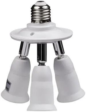3 in 1 E26 Light Blulb Socket Splitter Adapter Converter 360 Degree Adjustable I Stardand LED Lamp Base Holder, Each Port 60 Watt, Total 180 Watt 3 in 1 E26 Light Blulb Socket Splitter Adapter Converter 360 Degree Adjustable I Stardand LED Lamp Base Holder, Each Port 60 Watt, Total 180 Watt