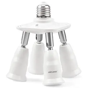 4 in 1 E26 Light Socket Splitter, 360° Adjustable and 180° Bendable 4 in 1 E26 Light Socket Splitter, 360° Adjustable and 180° Bendable