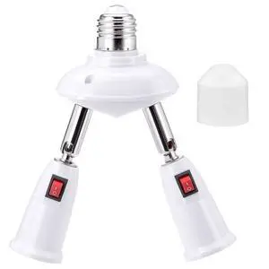 2-in-1 Light Socket Extender, E26/E27 Bulb Extension Holder, 360° Adjustable Dual Sockets, for LED, Security Cameras 2-in-1 Light Socket Extender, E26/E27 Bulb Extension Holder, 360° Adjustable Dual Sockets, for LED, Security Cameras
