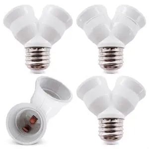 4 Pcs US Dual Light Bulb Splitter, E26 to E27, 660W, Heat Resistant 4 Pcs US Dual Light Bulb Splitter, E26 to E27, 660W, Heat Resistant