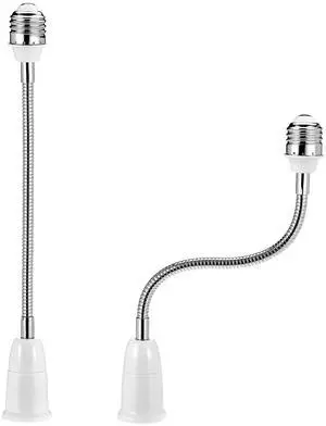 E26 E27 Light Socket Extender Adapter 12 Inch, 2 Pack Flexible Gooseneck Extension Adjustable Light Bulb Socket Adapter Heat Resistant for LED CFL Halogen Lamps E26 E27 Light Socket Extender Adapter 12 Inch, 2 Pack Flexible Gooseneck Extension Adjustable Light Bulb Socket Adapter Heat Resistant for LED CFL Halogen Lamps