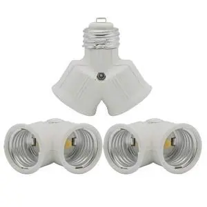 E26 Twin Light Bulb Adapter,Emnooti Medium Screw Socket Splitter Converter,Light Bulb Socket Splitter Adapter,E26 to Dual E26 Standard Screw Light Holder Adapter (White Color / 3-Pack) E26 Twin Light Bulb Adapter,Emnooti Medium Screw Socket Splitter Converter,Light Bulb Socket Splitter Adapter,E26 to Dual E26 Standard Screw Light Holder Adapter (White Color / 3-Pack)