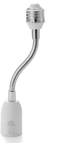 Light Bulb Socket Extender, 7.87 Inch - 20 CM Flexible Extension Socket Adapter, E26 to E26 Light Bulb Extension Socket, 360° Bendable Adjustable, Standard Medium Threaded Base, ETL Listed, 1 Pack Light Bulb Socket Extender, 7.87 Inch - 20 CM Flexible Extension Socket Adapter, E26 to E26 Light Bulb Extension Socket, 360° Bendable Adjustable, Standard Medium Threaded Base, ETL Listed, 1 Pack