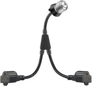 1 Pcs 2 in 1 Light Socket to Plug Adapter, E26/E27 to 3 Prong Outlet, Black 1 Pcs 2 in 1 Light Socket to Plug Adapter, E26/E27 to 3 Prong Outlet, Black