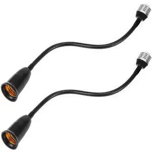 2 Pack E26/E27 Light Socket Extender Adapter,60cm/24 inch Light Bulb Extension,E26 to E26 Socket Extender,Bendable Flexible Gooseneck Adjustable Extension Socket Extender Adaptor (Black) 2 Pack E26/E27 Light Socket Extender Adapter,60cm/24 inch Light Bulb Extension,E26 to E26 Socket Extender,Bendable Flexible Gooseneck Adjustable Extension Socket Extender Adaptor (Black)
