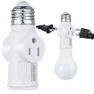1 Pc Light Socket to Plug Adapter, E26 Outlet Converter,White 1 Pc Light Socket to Plug Adapter, E26 Outlet Converter,White