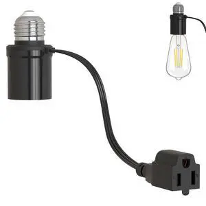 Light Socket Outlet Adapter, 3 in 1 Light Bulb Plug Adapter, Convert E26/E27 Bulb Socket to 3 Prong Outlet with Extension Cord, Suitable for Outdoor Porch Garage Patio Use 1-Pack Light Socket Outlet Adapter, 3 in 1 Light Bulb Plug Adapter, Convert E26/E27 Bulb Socket to 3 Prong Outlet with Extension Cord, Suitable for Outdoor Porch Garage Patio Use 1-Pack