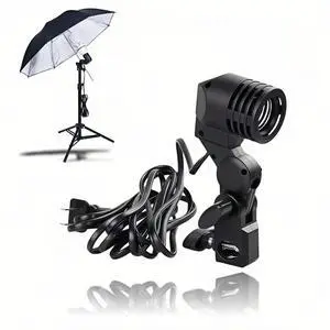 E27 Lamp Holder with Umbrella Bracket, 360° Adjustable Photography Light Stand Mount with 1.8M Cable & Switch, Nylon E27 Socket for Studio Video Recording, Live Streaming, and Continuous Lighting E27 Lamp Holder with Umbrella Bracket, 360° Adjustable Photography Light Stand Mount with 1.8M Cable & Switch, Nylon E27 Socket for Studio Video Recording, Live Streaming, and Continuous Lighting