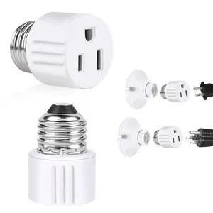 Outlet Light Socket Adapter,Screw in Outlet Socket,E26 Light Bulb to Outlet Socket Converter,Light Bulb Plug Adapter for Porch Light Socket,Camera,Garage Light (1) Outlet Light Socket Adapter,Screw in Outlet Socket,E26 Light Bulb to Outlet Socket Converter,Light Bulb Plug Adapter for Porch Light Socket,Camera,Garage Light (1)